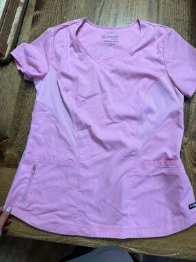 Grey's Anatomy by Barco Spandex Stretch Scrub Top Pink Size L